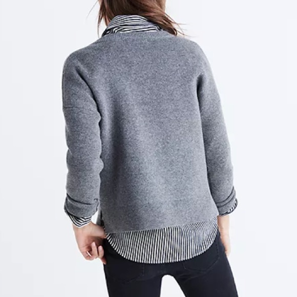 Madewell Grey Lace Up Sweater Merino Wool - Picture 3 of 11